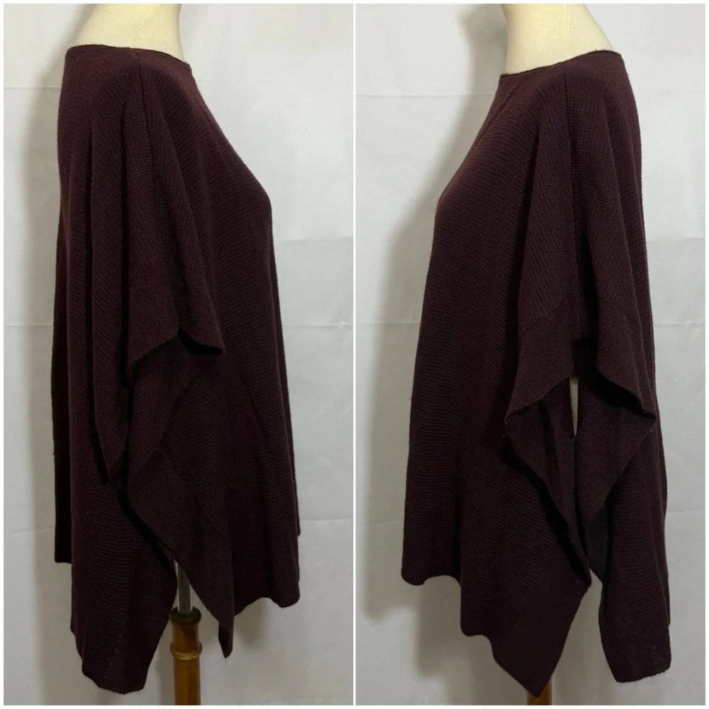 New York & Company Deep Burgundy Boatneck Poncho Sweater - Picture 3 of 12